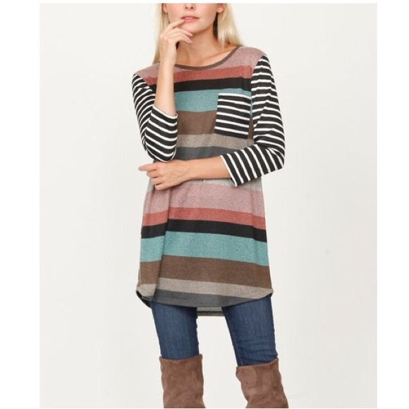 Eloges Tops - NWOT Egy by Eloges Soft Mixed Striped Tunic
